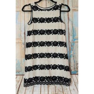 Max Studio Womens S Black White Sundress Floral Lace Round Neck Sleeveless